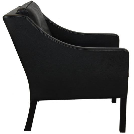 2207 Lounge Chair in Black Leather by Børge Mogensen for Fredericia, 1990s