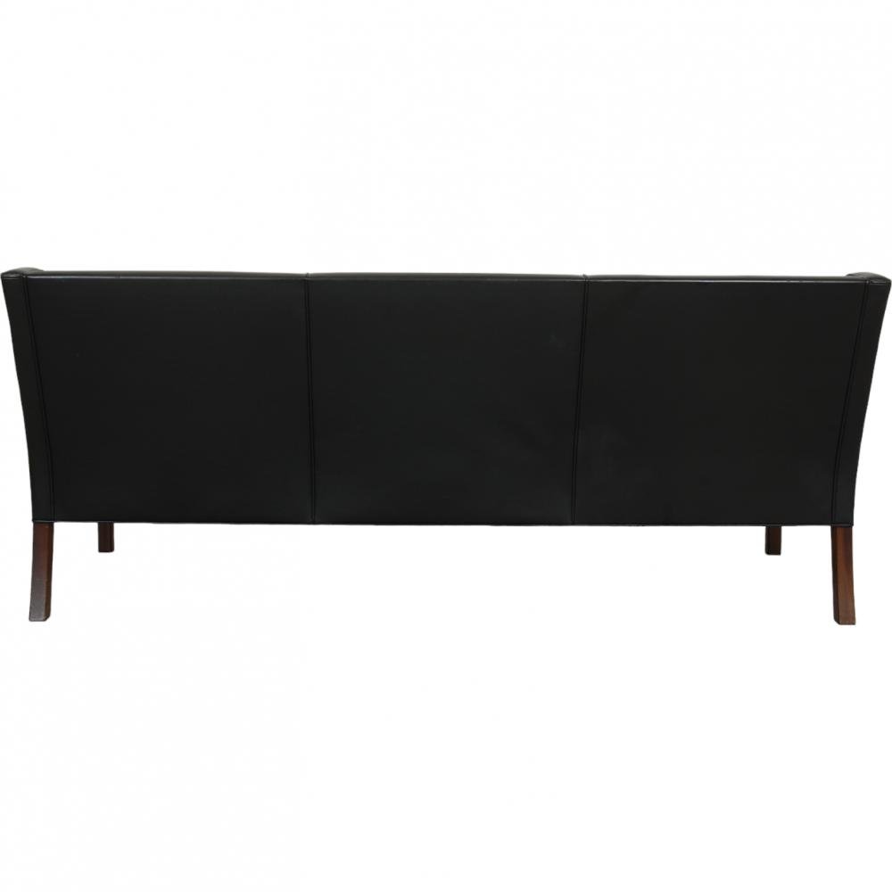 2209 3 Seater Sofa in Black Leather from Børge Mogensen, 1990s