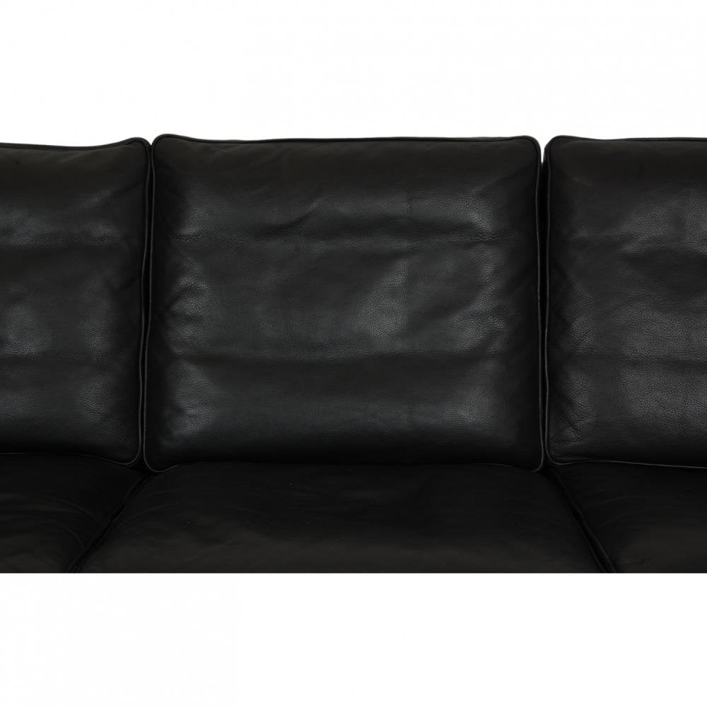 2209 3 Seater Sofa in Black Leather from Børge Mogensen, 1990s