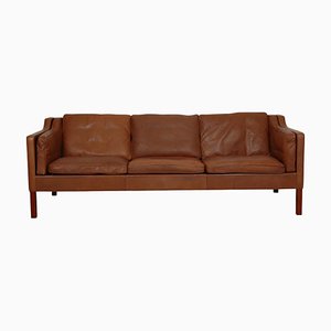 2213 Sofa in Brown Leather by Børge Mogensen, 1980s-MTD-2028738