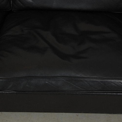 2213 Three-Seater Sofa in Black Leather by Børge Mogensen, 1990s