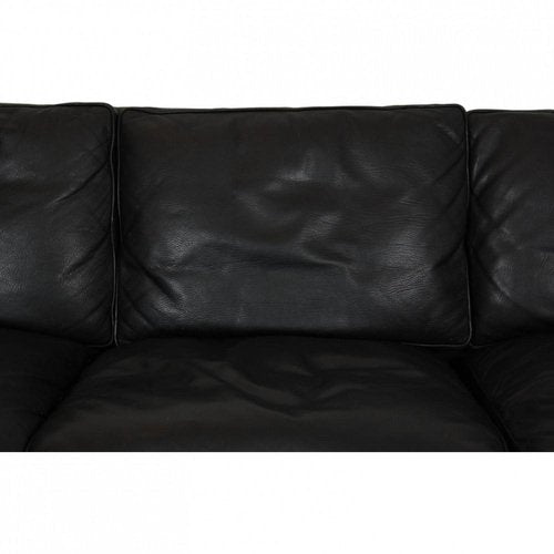 2213 Three-Seater Sofa in Black Leather by Børge Mogensen, 1990s