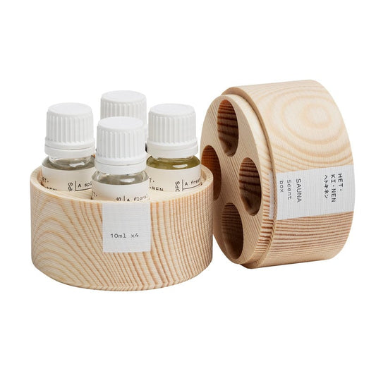 Sauna scent gift set by Hetkinen #4 pcs, pine box #