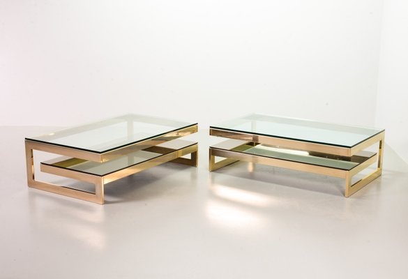 23-Carat Gold-Plated Coffee Table With Glass Top from Belgo Chrom / Dewulf Selection, 1970s-IXC-807478