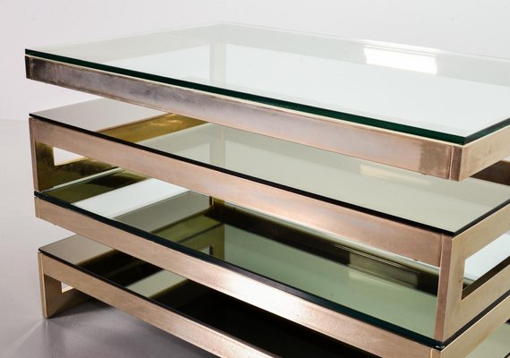 23-Carat Gold-Plated Coffee Table With Glass Top from Belgo Chrom / Dewulf Selection, 1970s-IXC-807478