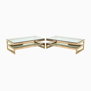 23-Carat Gold-Plated Coffee Table With Glass Top from Belgo Chrom / Dewulf Selection, 1970s-IXC-807478