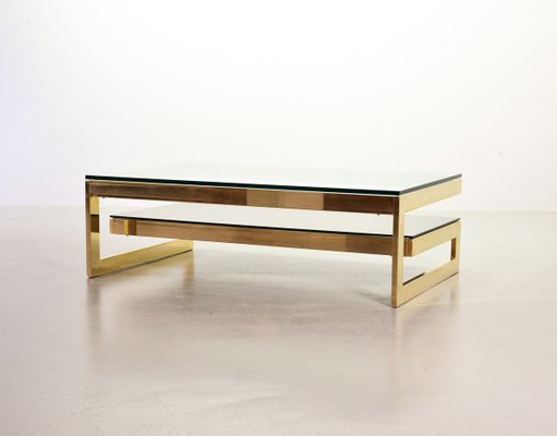 23-Carat Gold-Plated Coffee Table with Glass Tops from Belgo Chrom / Dewulf Selection, 1970s-IXC-830512