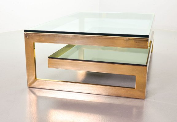 23-Carat Gold-Plated Coffee Table with Glass Tops from Belgo Chrom / Dewulf Selection, 1970s-IXC-830512