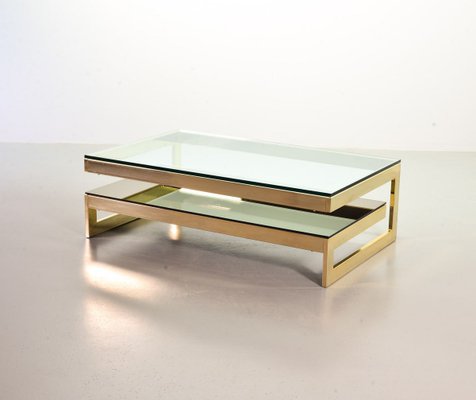 23-Carat Gold-Plated Coffee Table with Glass Tops from Belgo Chrom / Dewulf Selection, 1970s-IXC-830512