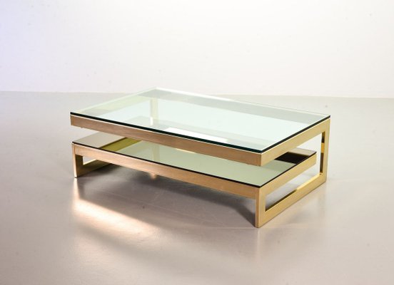 23-Carat Gold-Plated Coffee Table with Glass Tops from Belgo Chrom / Dewulf Selection, 1970s-IXC-830512