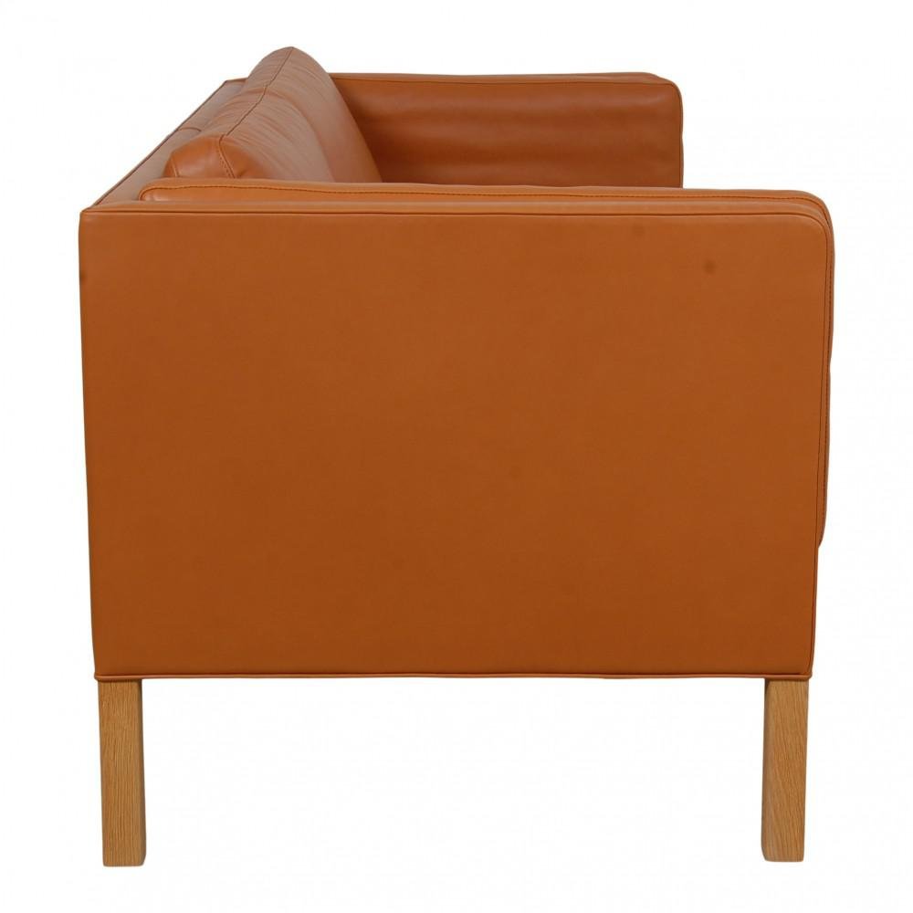 2335 Two-Seater Sofa in Cognac Aniline Leather by Børge Mogensen for Fredericia, 1990s