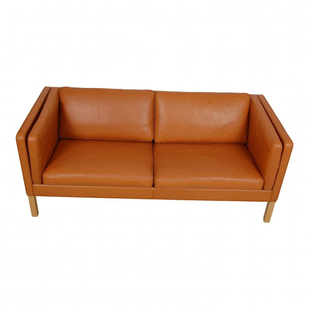 2335 Two-Seater Sofa in Cognac Aniline Leather by Børge Mogensen for Fredericia, 1990s