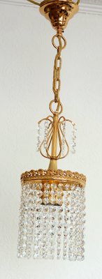 24 Carat Gold-Plated Brass Lead Crystal Chandelier from Sölken Leuchten, 1960s-NGU-2014837