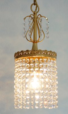 24 Carat Gold-Plated Brass Lead Crystal Chandelier from Sölken Leuchten, 1960s-NGU-2014837