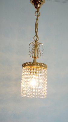 24 Carat Gold-Plated Brass Lead Crystal Chandelier from Sölken Leuchten, 1960s-NGU-2014837