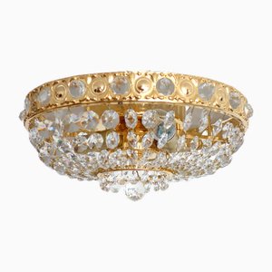 24 Carat Gold-Plated Brass & Lead Crystal Chandelier from Sölken Leuchten-NGU-2014838