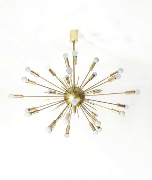 24-Light Sputnik Chandelier in Brass from Stilnovo, 1950s