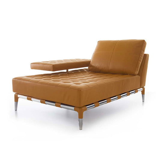 Cassina Privé Chaise Longue with Left armrest (Upholstery Material - PELLE NATURALE Z)