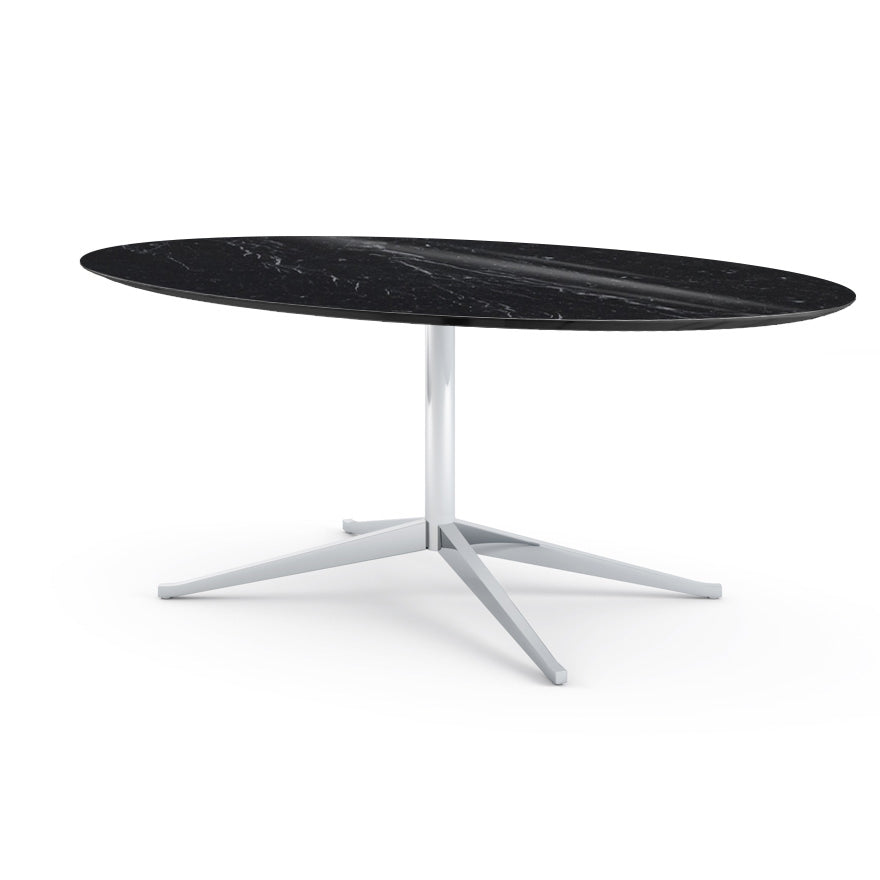 Florence Knoll Table Desk - Oval Marble writing desk 198x121 by Knoll #Polished Chrome / Marble | Nero Marquina | Shiny finish