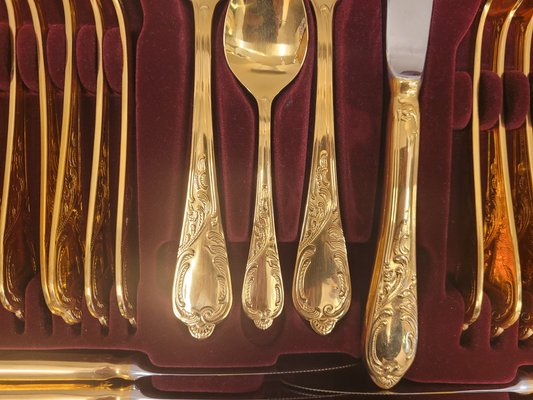 24k Gold Cutlery Set, Germany, 1970s, Set of 70-NUC-1823599