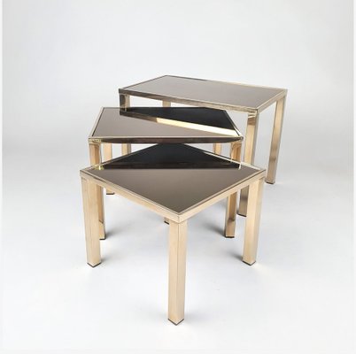 24k Gold-Plated Nesting Tables from Belgo Chrom, 1970s, Set of 3-RMX-1277905