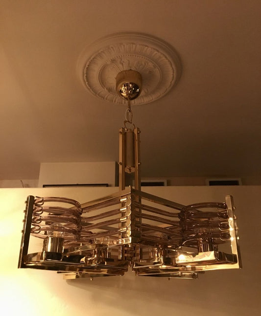 24kt Gold Chandelier by Gaetano Sciolari for Gaetano Sciolari , 1980s