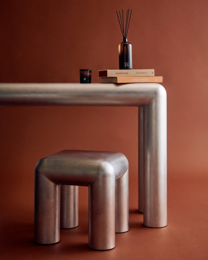 Cubio console table, 120 cm, raw aluminium