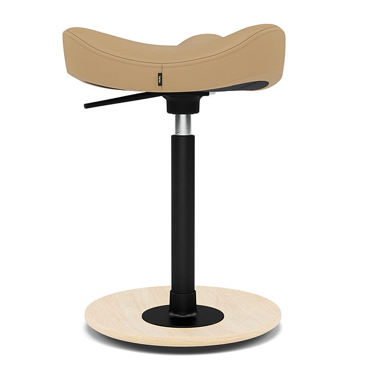 Move™ Compact - Rocker ergonomic office stool in wood and fabric (Upholstery Material - NOIR)