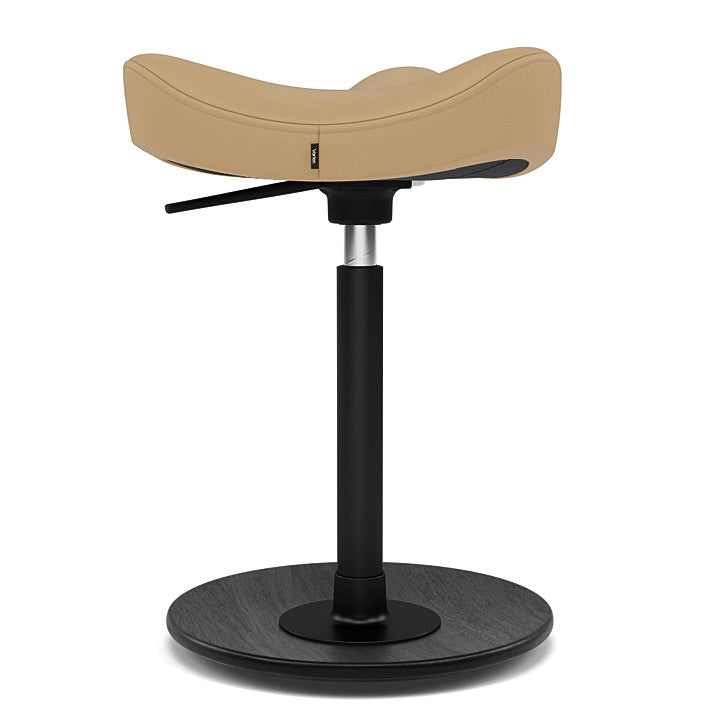 Move™ Compact - Rocker ergonomic office stool in wood and fabric (Upholstery Material - NOIR)