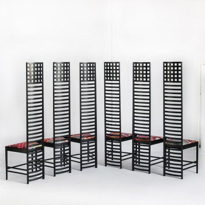 292 Chairs by Charles Rennie Mackintosh for Cassina, Italy, 1990s, Set of 6-ZFJ-1179070