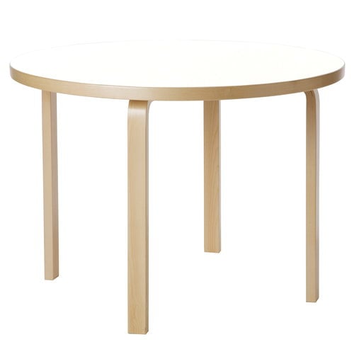 AALTO 90A - Round Wooden Table by Artek #IKI White HPL