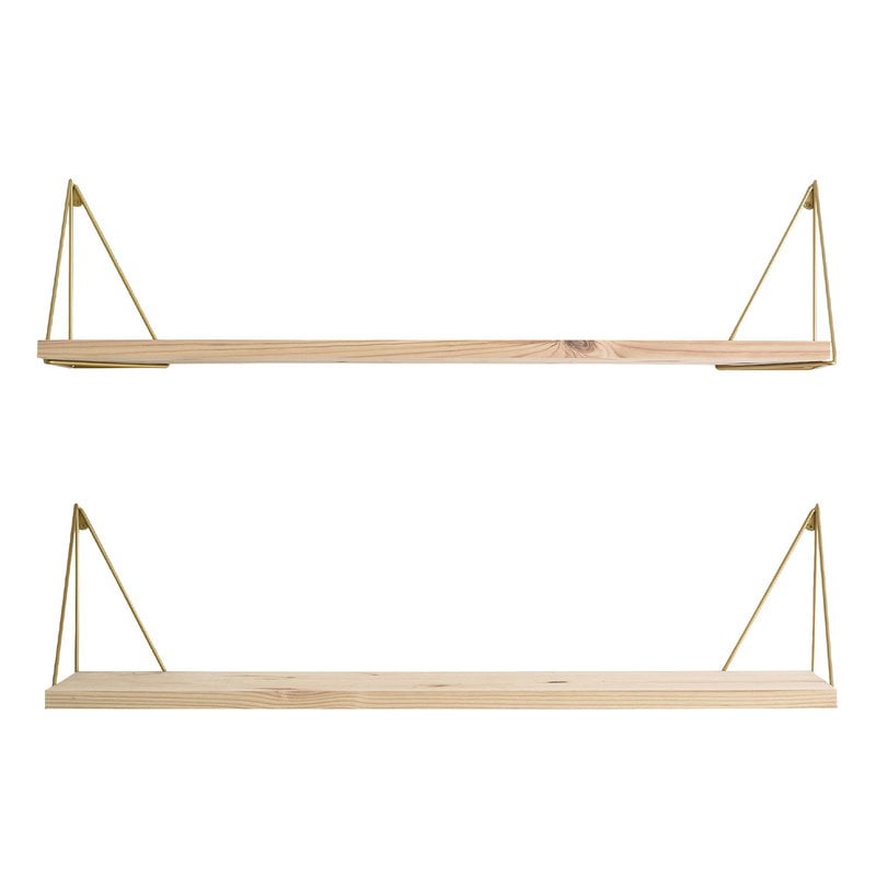 Pythagoras Play shelf with brackets by Maze #2 pcs, pine - brass #