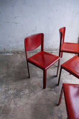 2oth Century Matteo Grassi Red Leather Dining Chairs, Set of 6-PDG-2008901