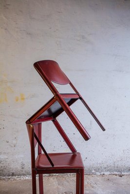 2oth Century Matteo Grassi Red Leather Dining Chairs, Set of 6-PDG-2008901