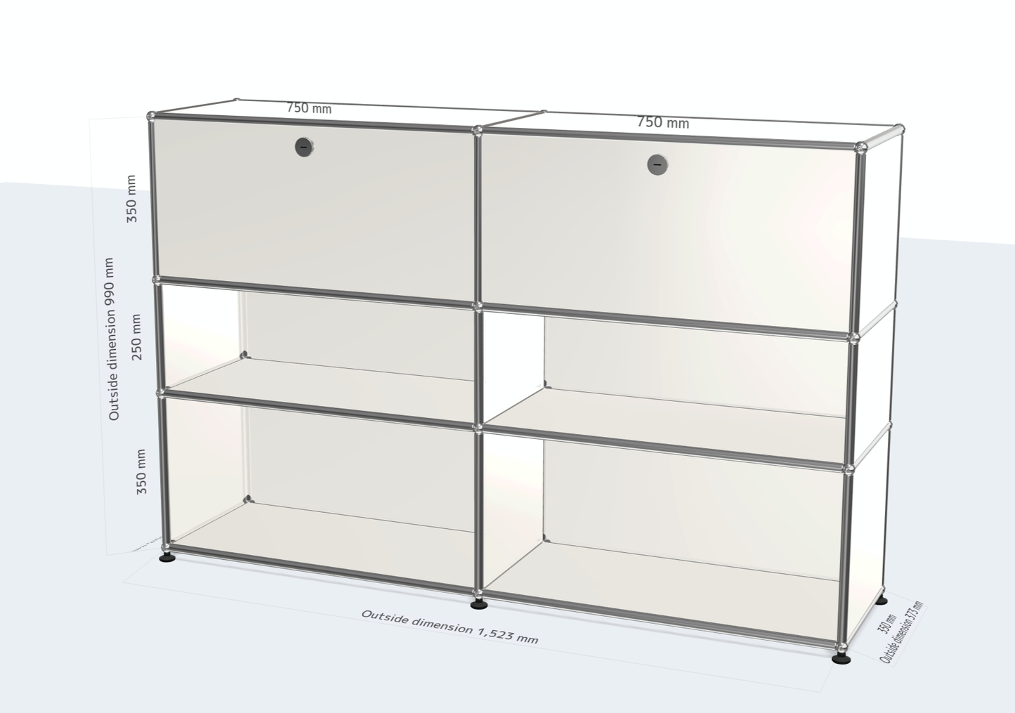 2x3 Highboard (Top 2 drop down doors) [W(750+750)XD350XH(350+250+350)]