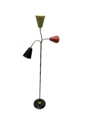 3-Arm Floor Lamp with Pierced Metal Matte Shades, 1960s-UCH-1224284