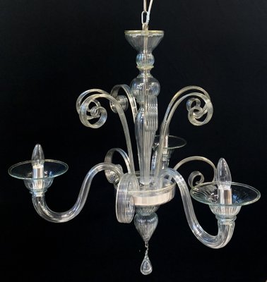 3-Arm Glass Chandelier, 1980s-XQC-1734217