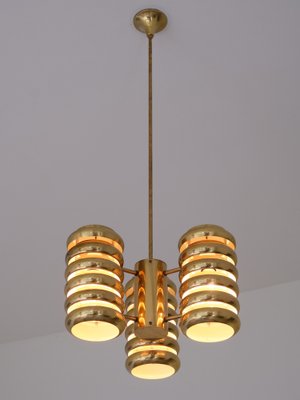 3-Arm Pendant Light in Brass by Kai Ruokonen for Lynx, Finland, Early 1970s-FMT-1394831