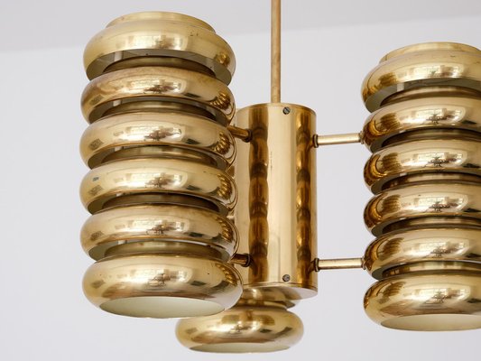 3-Arm Pendant Light in Brass by Kai Ruokonen for Lynx, Finland, Early 1970s-FMT-1394831