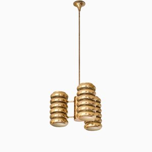 3-Arm Pendant Light in Brass by Kai Ruokonen for Lynx, Finland, Early 1970s-FMT-1394831