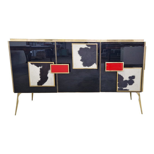 3 Glass Doors Sideboard, 1990s