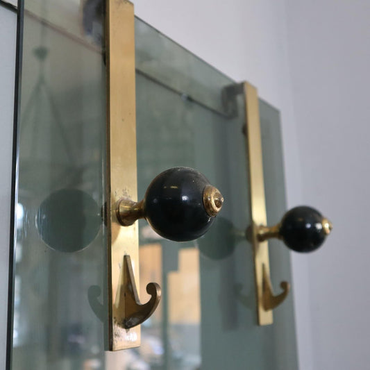 3-Module Glass Coat Rack in the style of Caccia Dominioni, 1960s