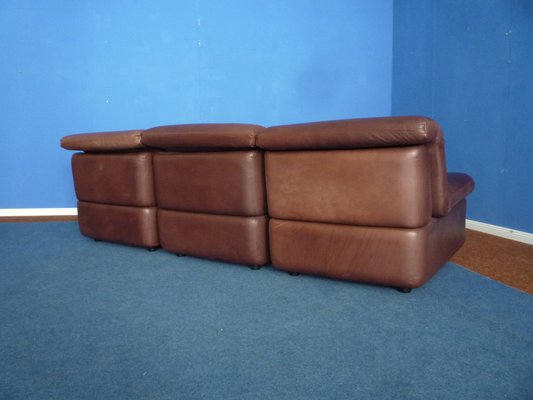 3-Seat Modular Leather Sofa by Ernst Martin Dettinger for WK Möbel, 1970s, Set of 3-UG-1309750