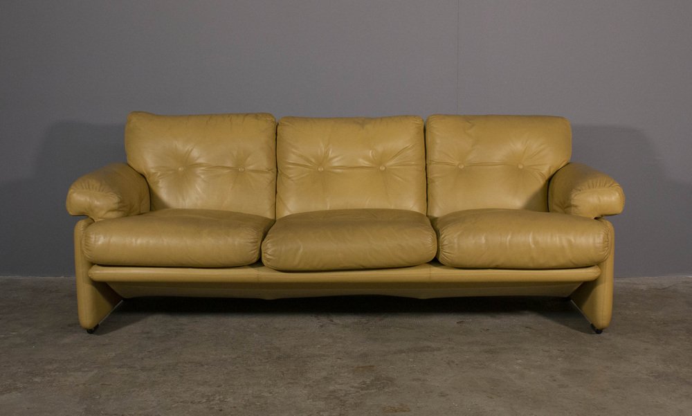 3-Seat Sofa in Leather by B&B Tobia Scarpa for Coronado, 1970