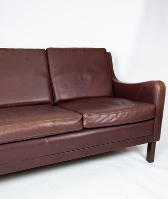 3-Seat Sofa with Red Brown Leather from Stouby Furniture, 1960s-UY-884654