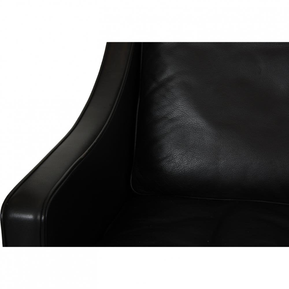 3 Seater 2209 Sofa in Black Leather by Børge Mogensen, 1990s