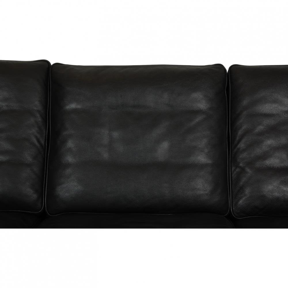 3 Seater 2209 Sofa in Black Leather by Børge Mogensen, 1990s