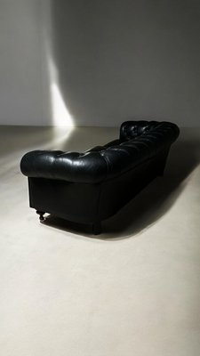 3-Seater Chesterfield Sofa in Black Leather, 1980s-YSE-2034471