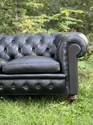 3-Seater Chesterfield Sofa in Black Leather, 1980s-YSE-2034471