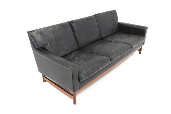 3-Seater Scandinavian Leather Sofa, Sweden, 1960s-GEK-1730137